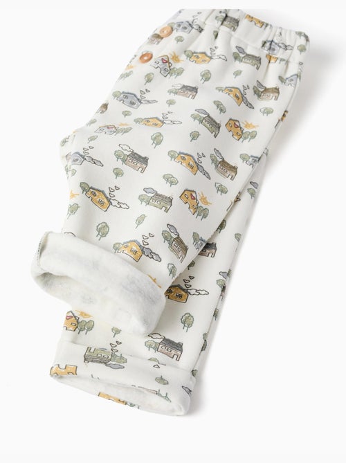 Pantalon en coton peigné avec motif maison et arbre - Kiabi