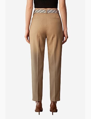 Pantalon en crêpe à jambe droite et taille haute avec ceinture my fashion