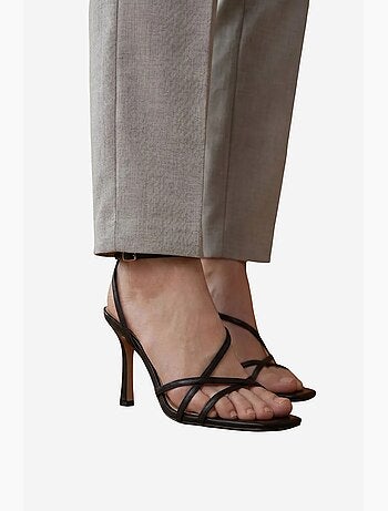 Pantalon en crêpe à jambe droite et taille haute avec ceinture my fashion