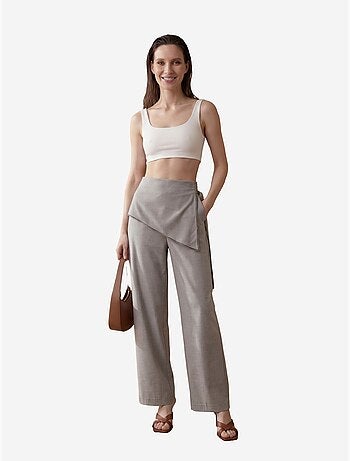 Pantalon en crêpe à jambe large et taille haute my fashion
