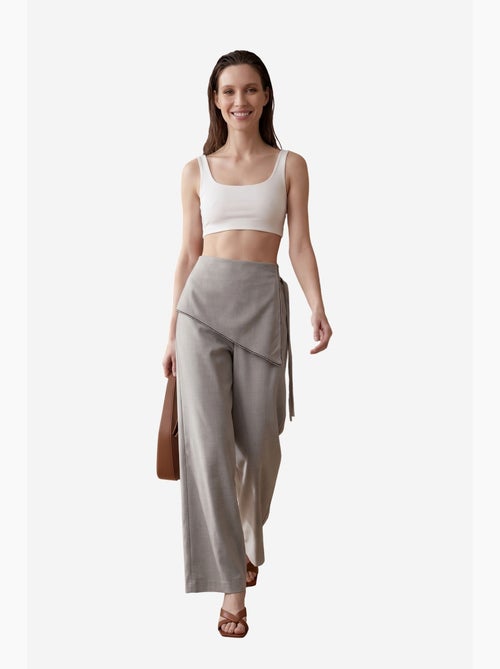Pantalon en crêpe à jambe large et taille haute my fashion - Kiabi Pantalon en crêpe à jambe large et taille haute my fashion - Kiabi