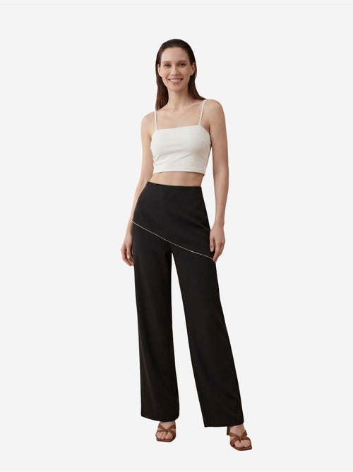 Pantalon en crêpe à jambe large et taille haute my fashion - Kiabi Pantalon en crêpe à jambe large et taille haute my fashion - Kiabi