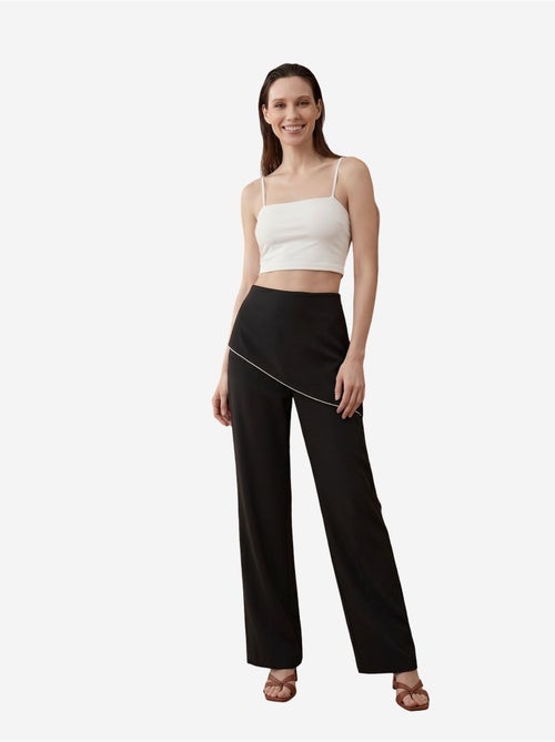 Pantalon en crêpe à jambe large et taille haute my fashion - Kiabi Pantalon en crêpe à jambe large et taille haute my fashion - Kiabi