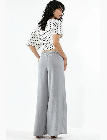 Pantalon en crêpe à taille élastiquée avec cordon de serrage et détail noué busem