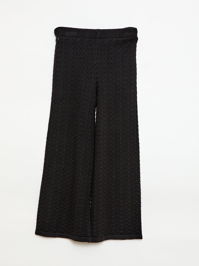 Pantalon en crochet forme flare / coupe évasée Noir - Kiabi