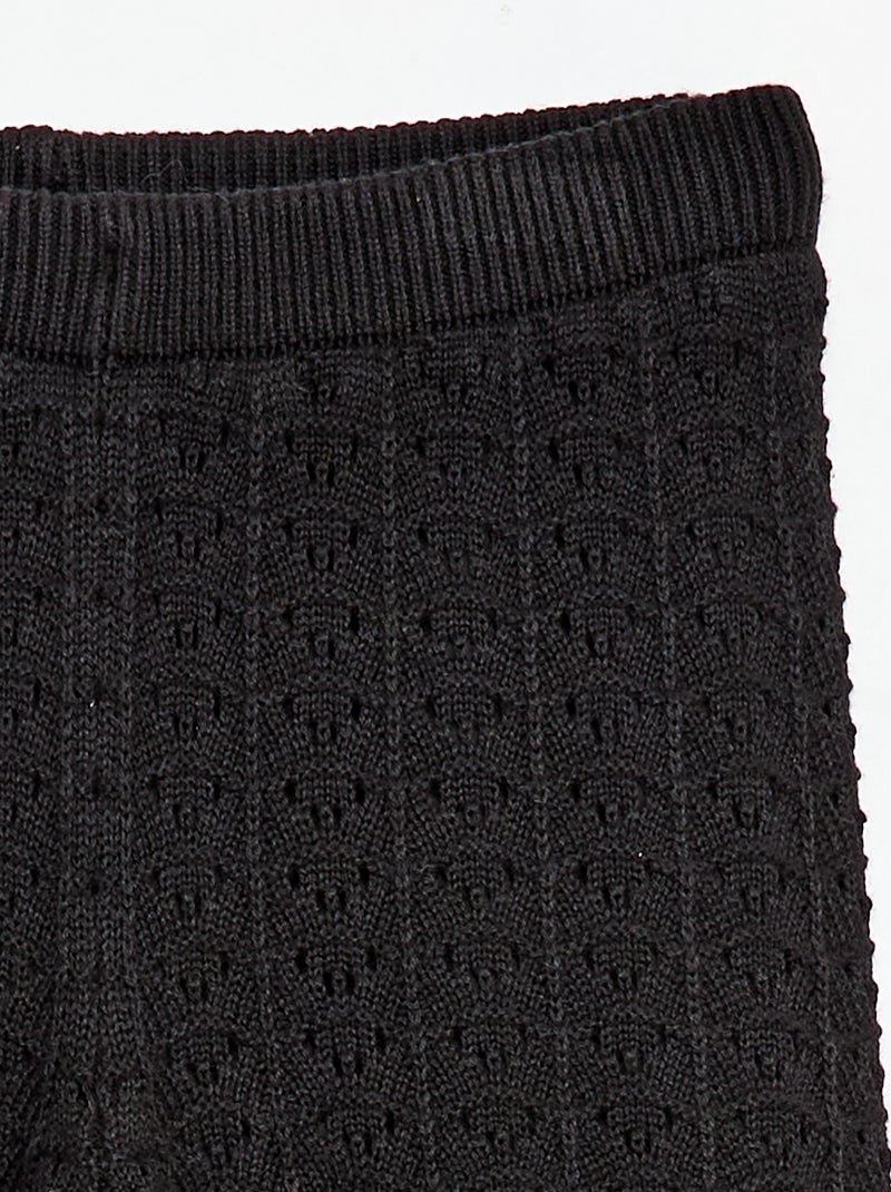Pantalon en crochet forme flare / coupe évasée Noir - Kiabi