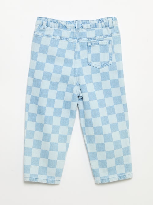 Pantalon en denim à carreaux - Kiabi