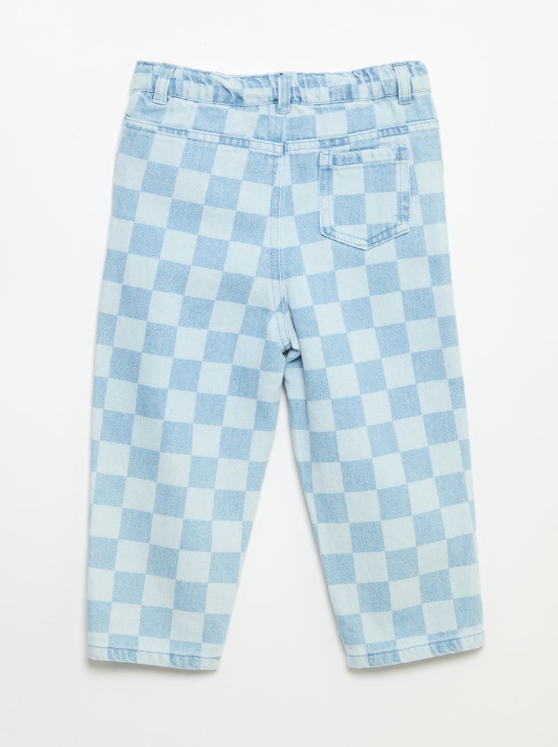 Pantalon en denim à carreaux Bleu - Kiabi