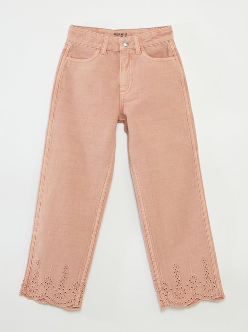 Pantalon en denim avec broderie anglaise - Kiabi