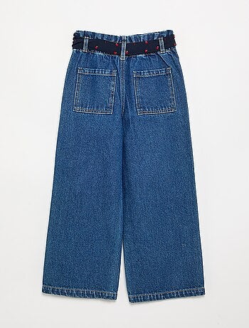Pantalon en denim avec ceinture en tissu