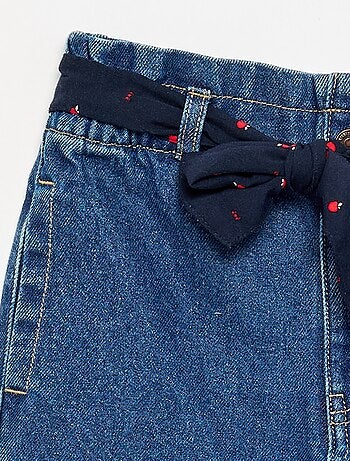 Pantalon en denim avec ceinture en tissu