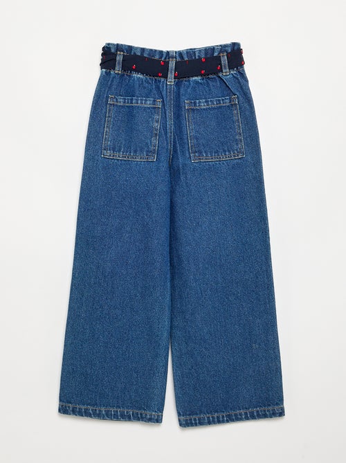 Pantalon en denim avec ceinture en tissu - Kiabi