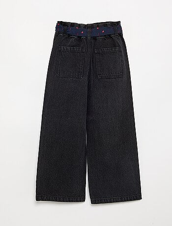 Pantalon en denim avec ceinture en tissu