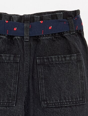Pantalon en denim avec ceinture en tissu