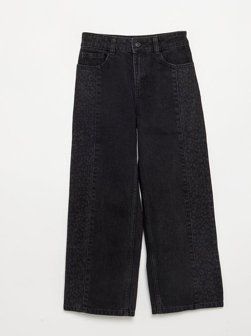 Pantalon en denim avec empiècements imprimés - Kiabi