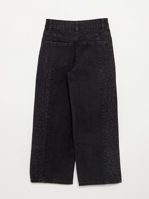 Pantalon en denim avec empiècements imprimés - Kiabi