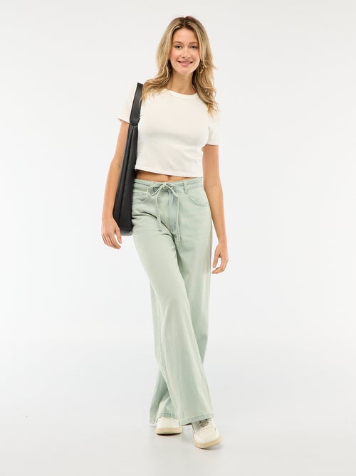 Pantalon en denim avec mini ceinture - Kiabi