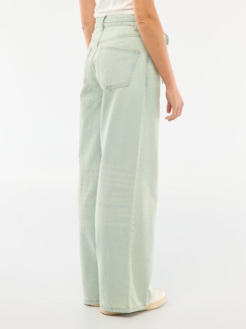 Pantalon en denim avec mini ceinture - Kiabi