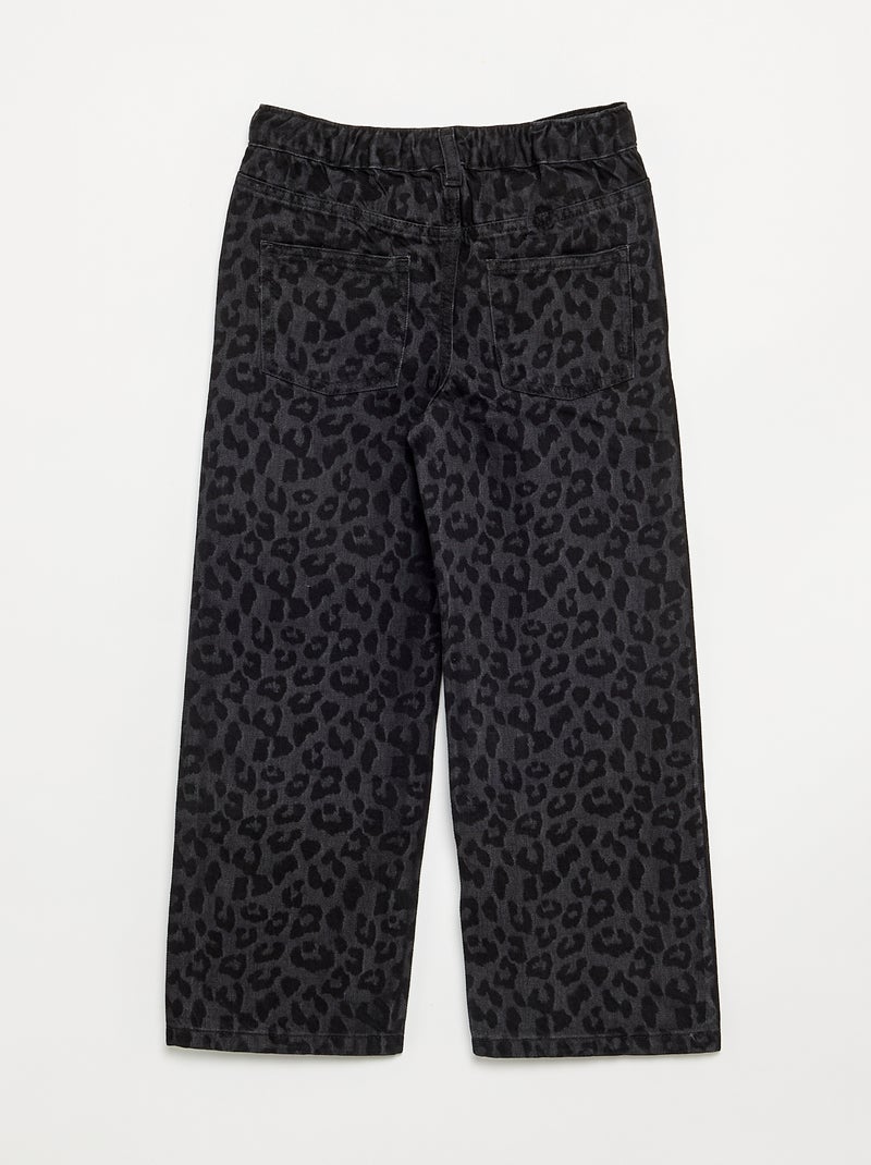Pantalon en denim avec patte de boutonnage décalée Marron - Kiabi