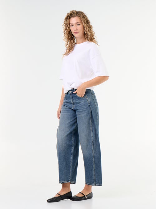 Pantalon en denim avec pinces fantaisie - Kiabi
