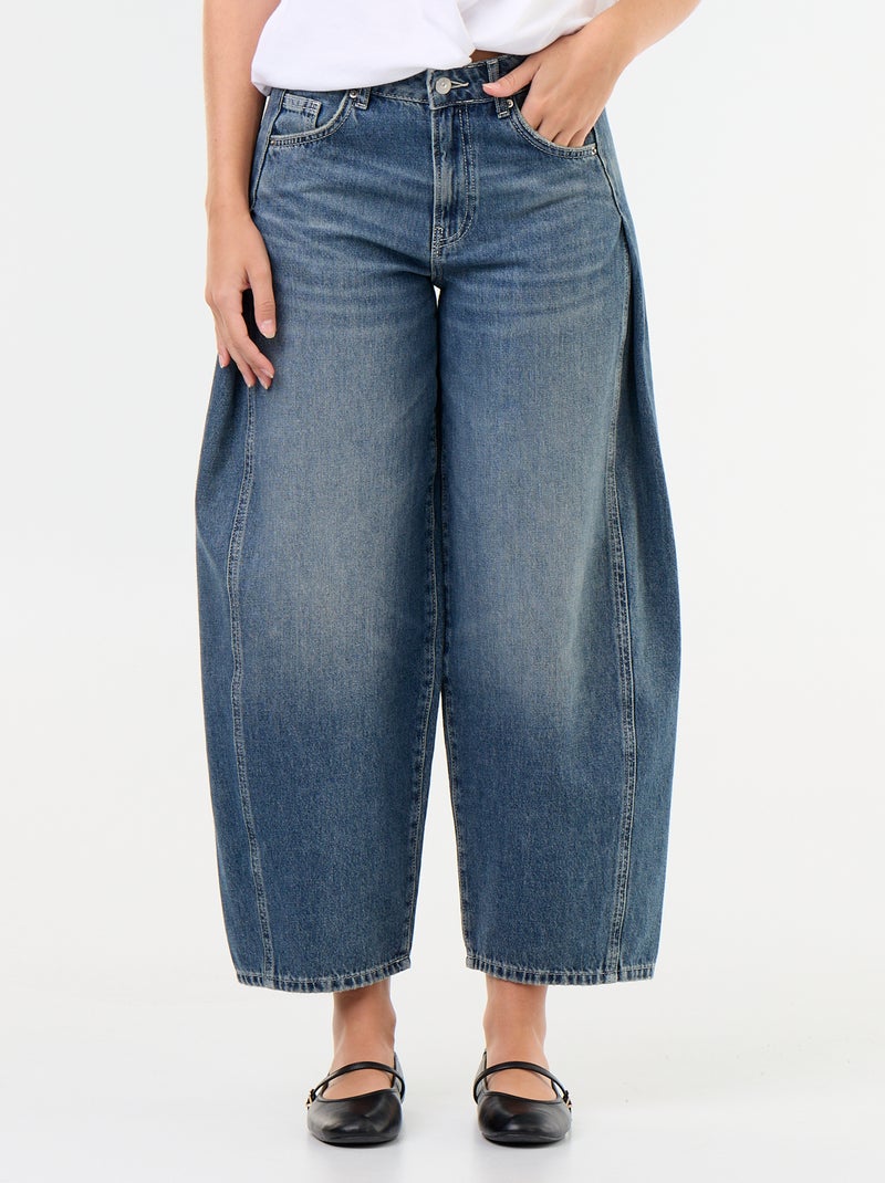 Pantalon en denim avec pinces fantaisie Bleu - Kiabi