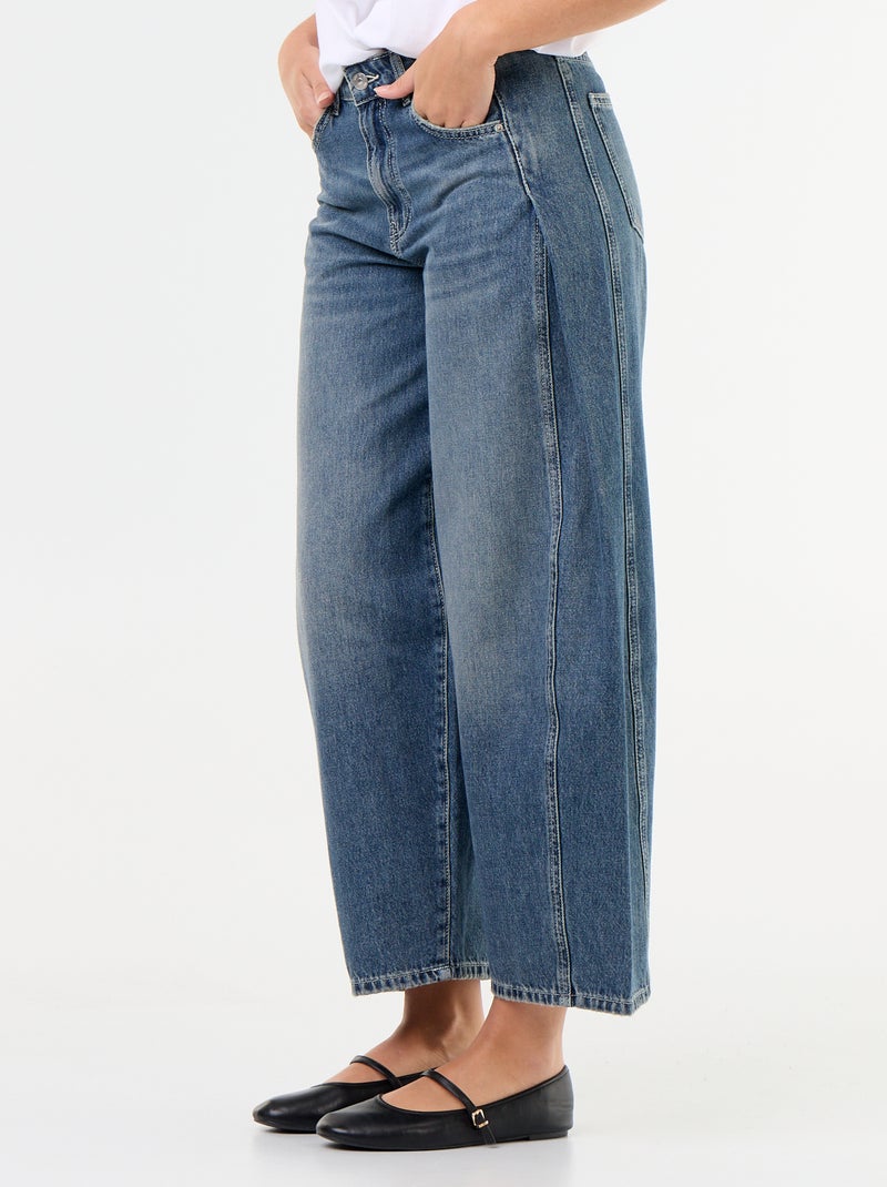 Pantalon en denim avec pinces fantaisie Bleu - Kiabi