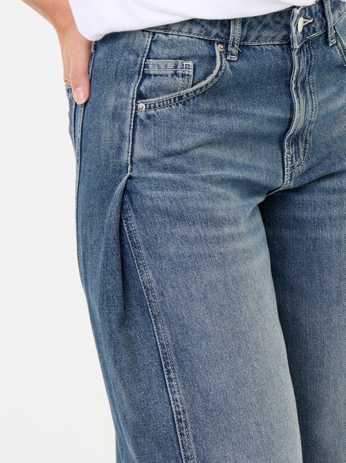 Pantalon en denim avec pinces fantaisie - Kiabi