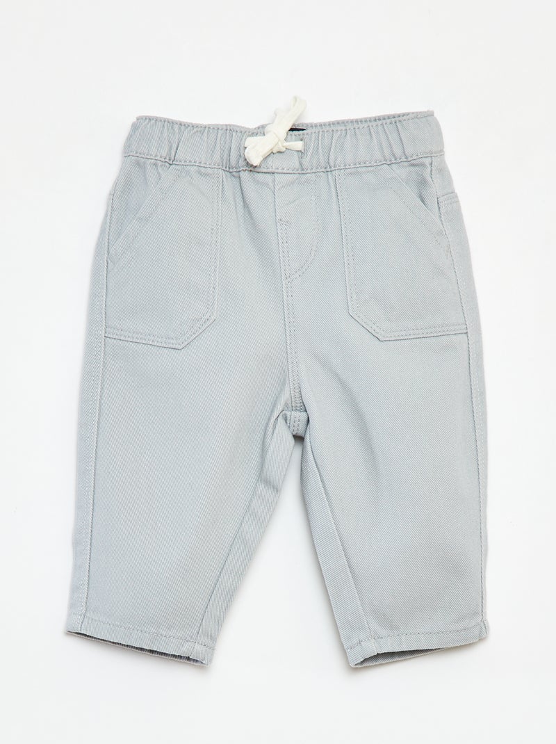 Pantalon en denim avec taille élastiquée GRIS - Kiabi