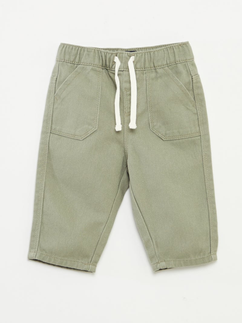 Pantalon en denim avec taille élastiquée VERT - Kiabi