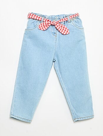 Pantalon en denim + ceinture à nouer