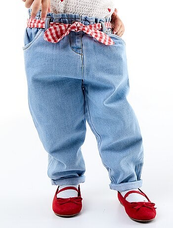 Pantalon en denim + ceinture à nouer