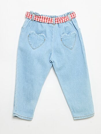 Pantalon en denim + ceinture à nouer