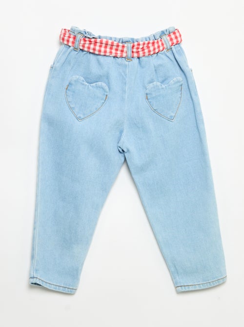 Pantalon en denim + ceinture à nouer - Kiabi