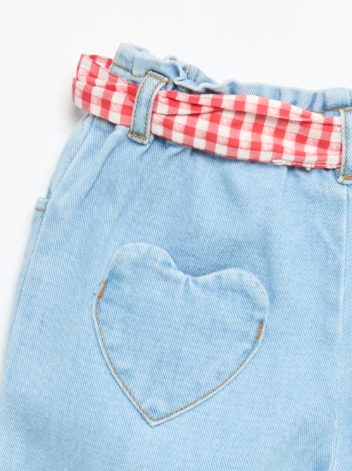 Pantalon en denim + ceinture à nouer - Kiabi