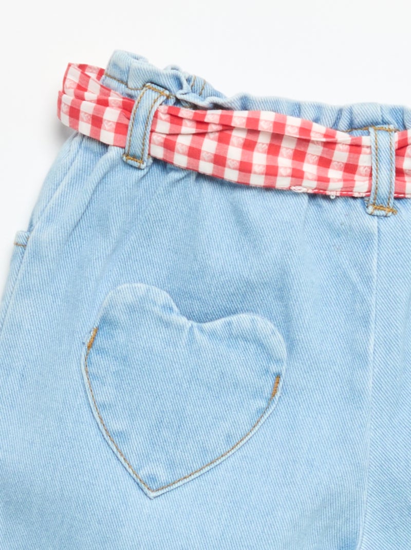 Pantalon en denim + ceinture à nouer Blanc - Kiabi