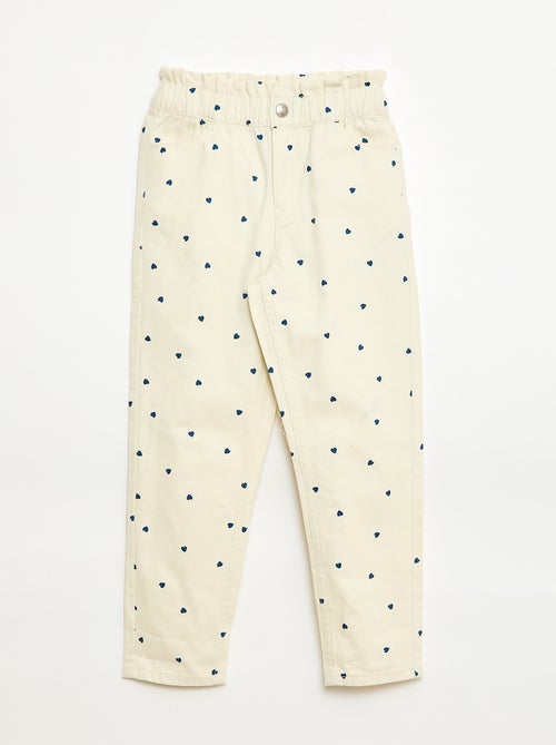 Pantalon en denim coupe mom à motif - Kiabi