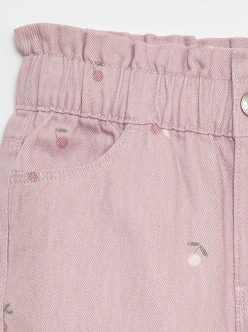 Pantalon en denim coupe mom à motif - Kiabi