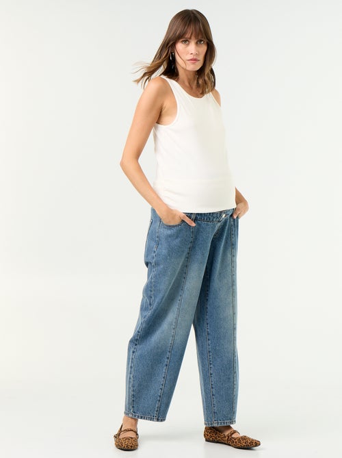 Pantalon en denim de maternité coupe barrel - Kiabi