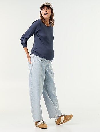Pantalon en denim de maternité coupe barrel