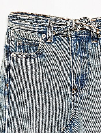 Pantalon en denim fit barrel avec ceinture