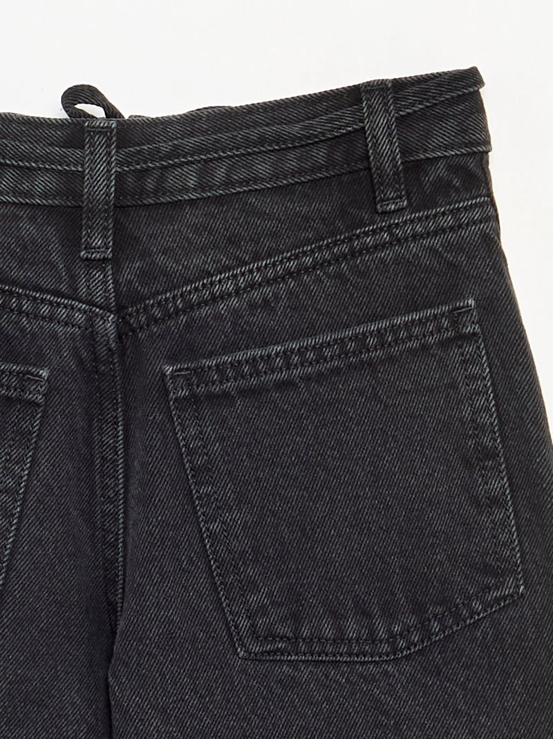 Pantalon en denim fit barrel avec ceinture Noir - Kiabi
