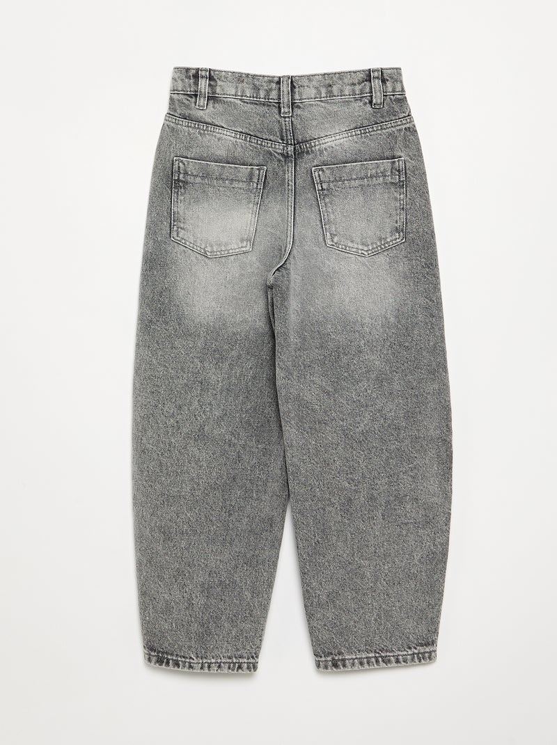 Pantalon en denim forme barrel Gris - Kiabi