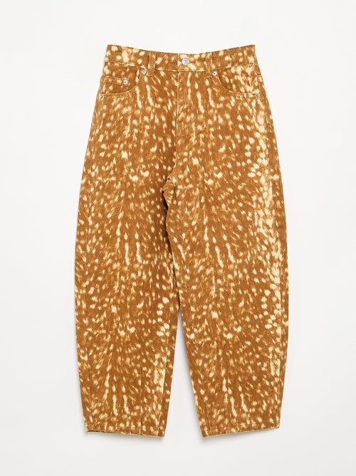 Pantalon en denim forme barrel imprimé 'faon' - Kiabi