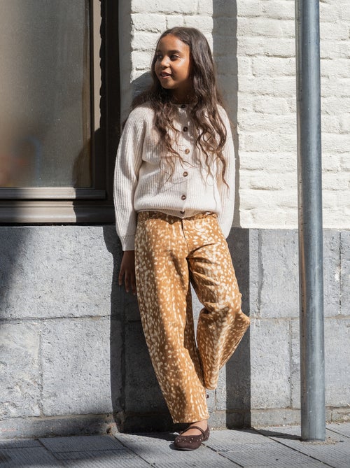 Pantalon en denim forme barrel imprimé 'faon' - Kiabi