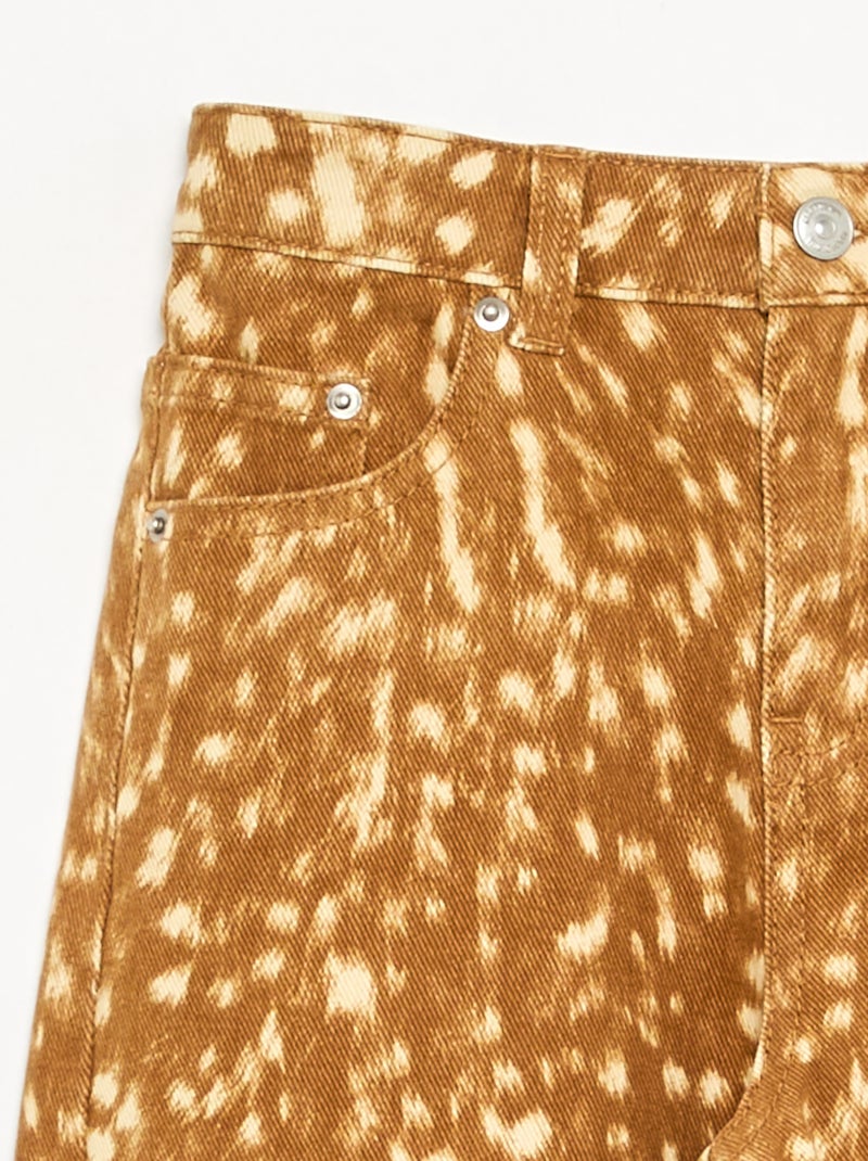 Pantalon en denim forme barrel imprimé 'faon' Beige - Kiabi