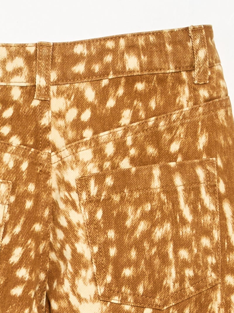Pantalon en denim forme barrel imprimé 'faon' Beige - Kiabi