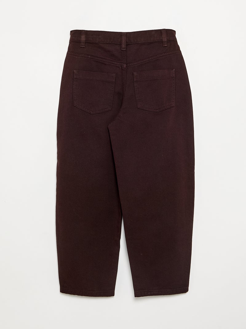 Pantalon en denim forme barrel Marron - Kiabi
