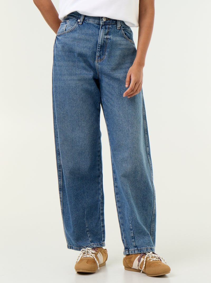 Pantalon en denim forme large barrel Bleu - Kiabi