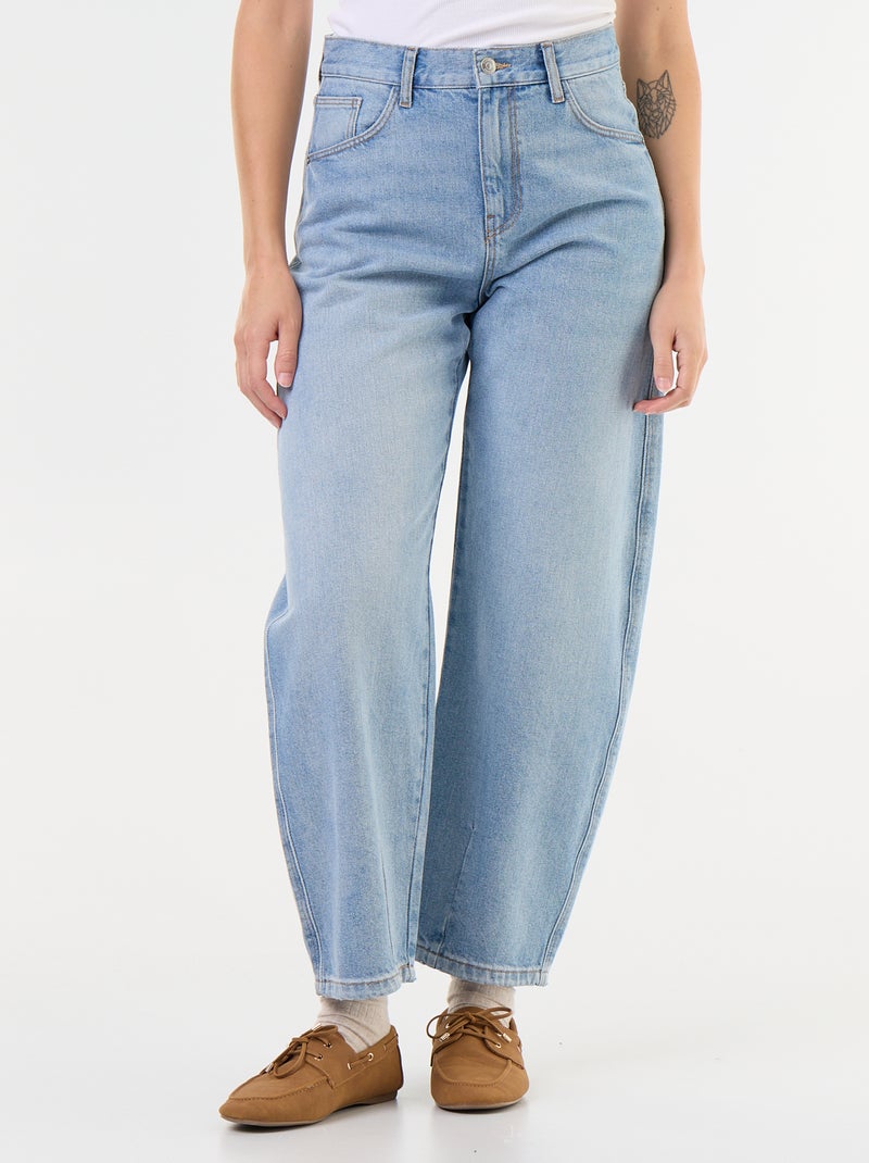 Pantalon en denim forme large barrel Bleu - Kiabi