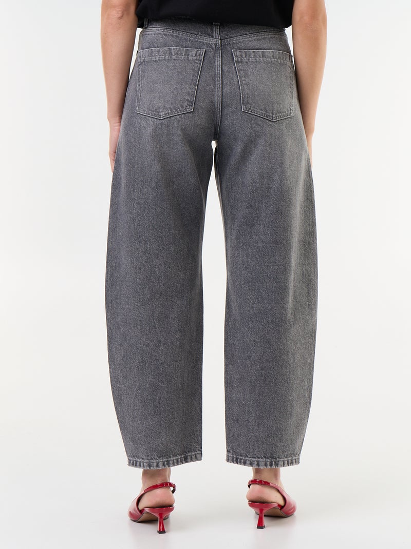 Pantalon en denim forme large barrel Gris - Kiabi